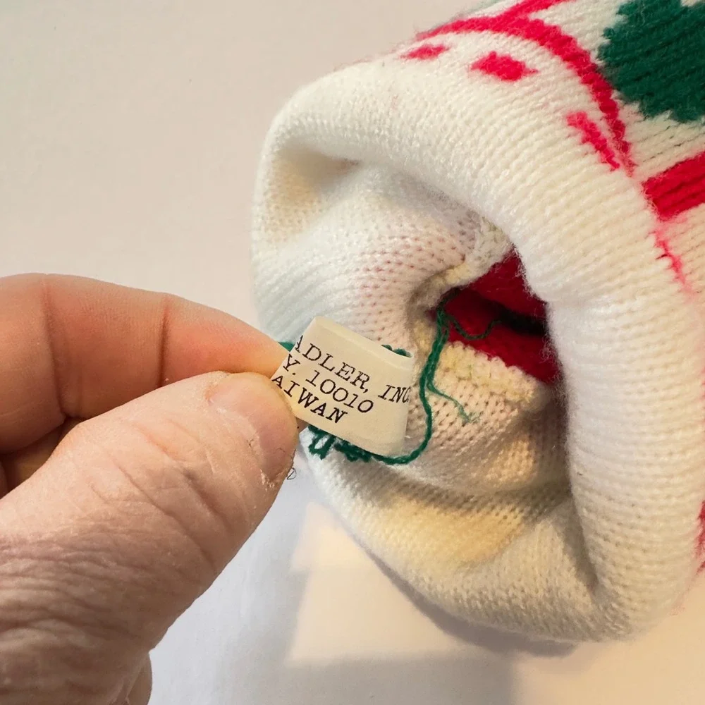 Vintage 1983 Kurt S Adler Grandma Hi-Granny Knit Christmas Stocking‎ Red Green